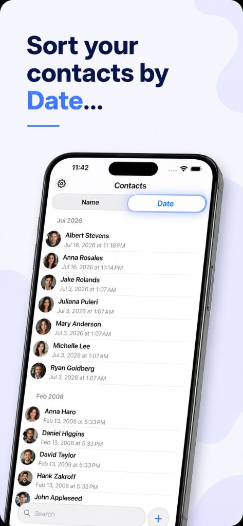 Super Contacts list sorted by the date each person was added
